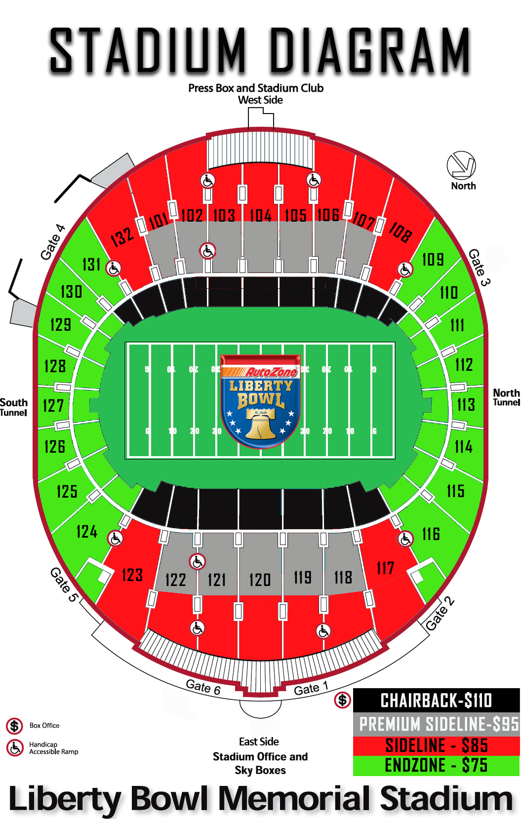 Liberty Bowl Memorial Stadium Seating Chart